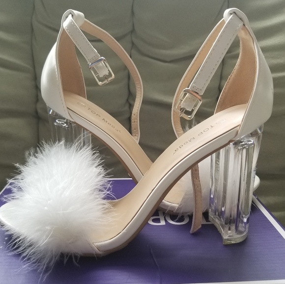 white heels fluffy